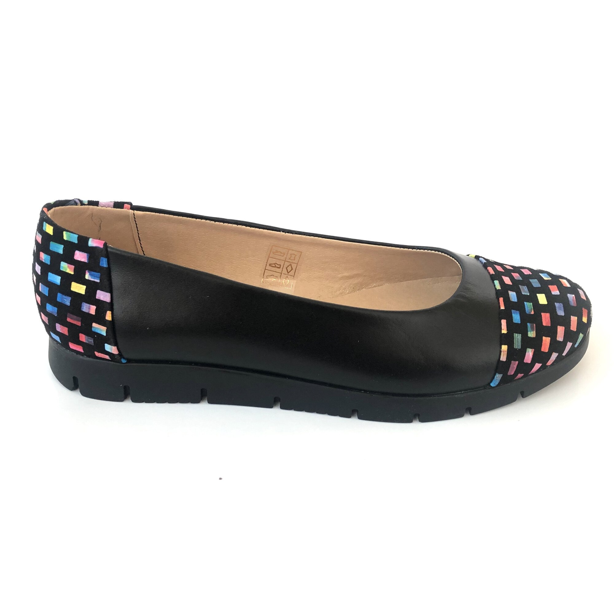 Balerini Dama Negri cu Imprimeu Multicolor, 37 EU, din Piele Naturala