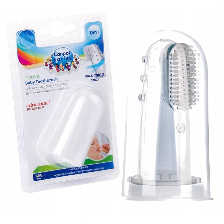 Degetar din silicon pentru masajul gingiilor Canpol Babies 56/159, Transparent