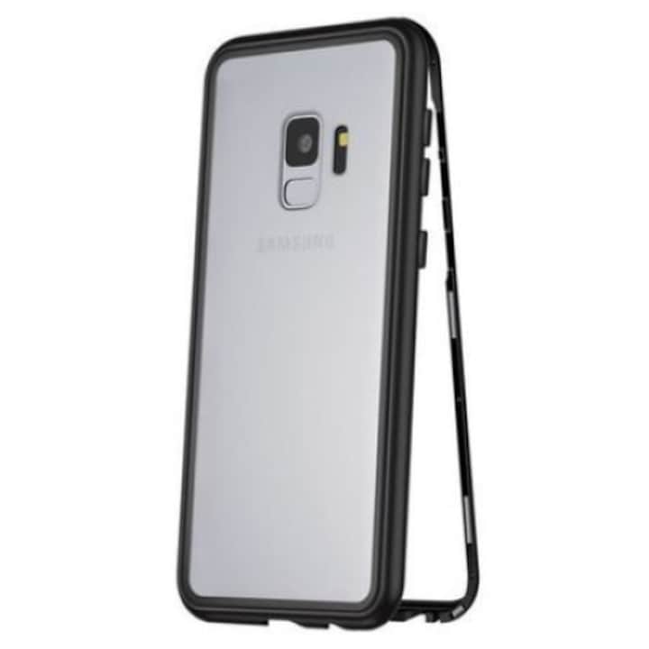 Калъф, съвместим със Samsung Galaxy S9 Magnetic, MyStyle Black, премиум защитен стъклен гръб