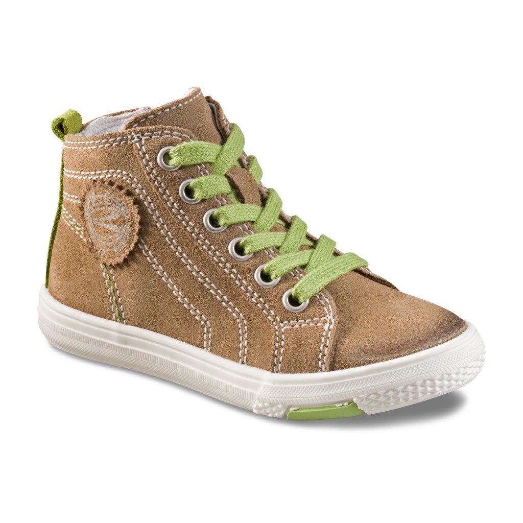 Gheata impermeabila Richter din piele intoarsa cu functia FitMI, baieti, maro deschis cu verde