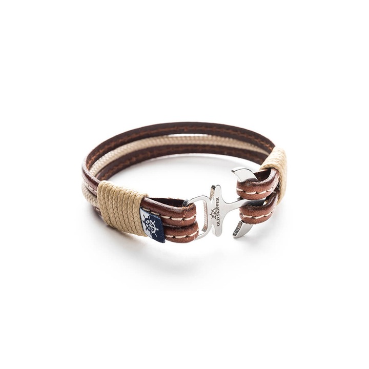 Foster bőr karkötő, férfi, barna