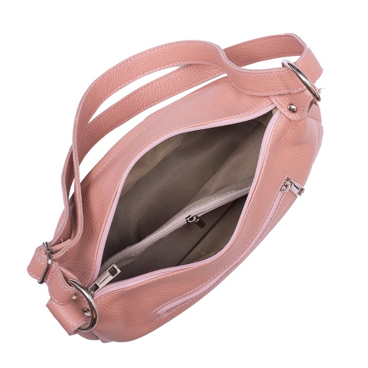 Poseta din piele naturala Amelia roz