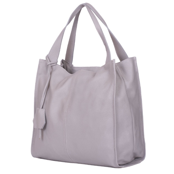 Сива дамска чанта Naomi от естествена кожа