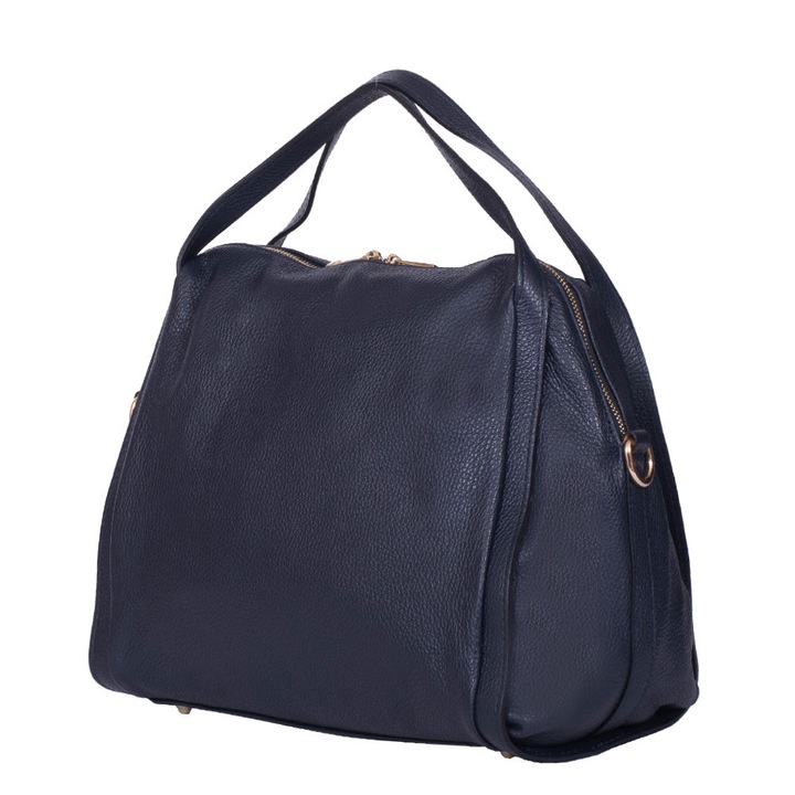 Дамска чанта Evelyn от естествена кожа в тъмносиньо