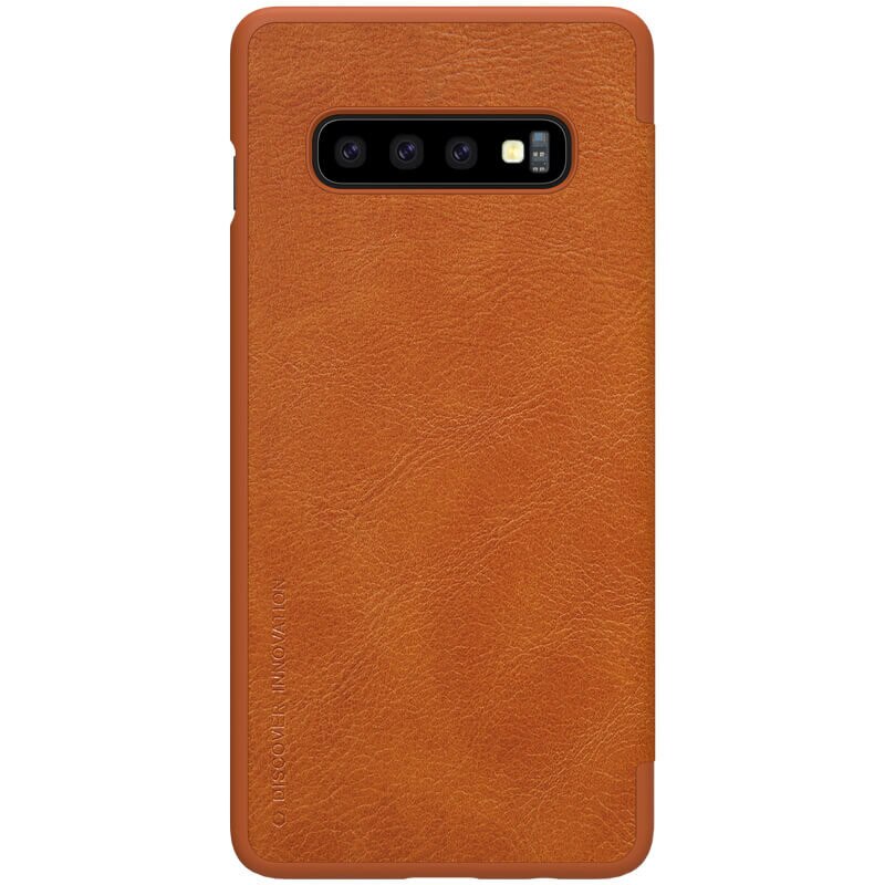 Husa tip carte Nillkin Qin pentru Samsung Galaxy S10, maro