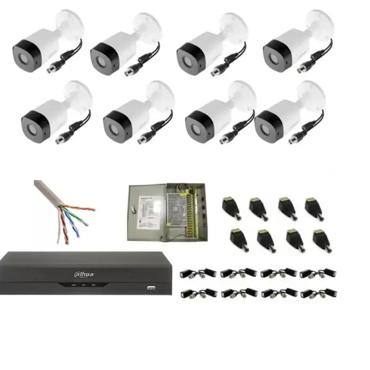 8 db kültéri full HD megfigyelő kamera komplett készlete 2MP Fix objektív 1080P IR 20m
