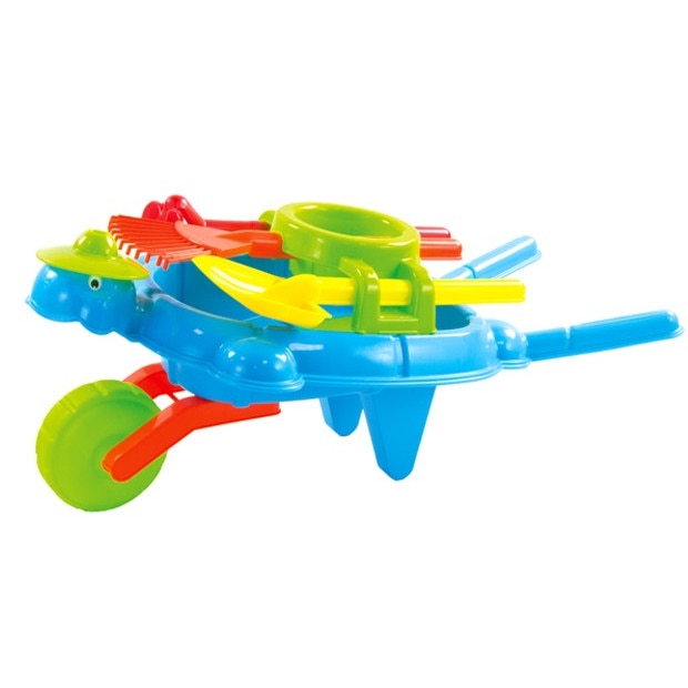 Roaba din plastic Mochtoys cu unelte pentru joaca in nisip, albastru