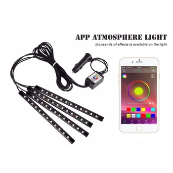 Benzi Led Auto MultiColore RGB 12 Leduri x 4 Bucati Control Aplicatie Android Benzi Led Auto MultiColore RGB 12 Leduri x 4 Bucati Control Aplicatie Android