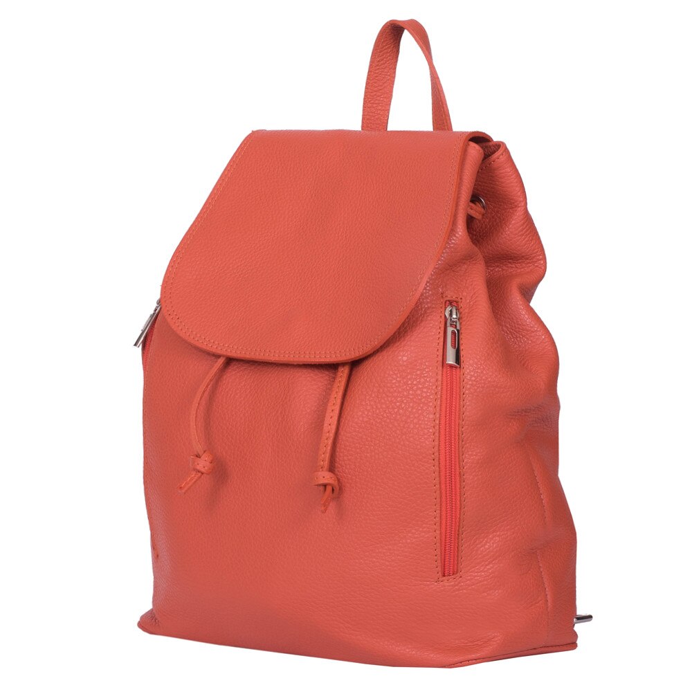 Rucsac portocaliu din piele naturala Zoey