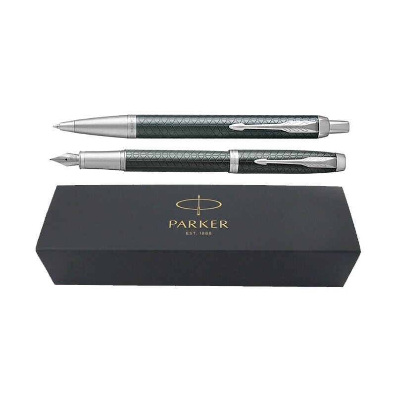 Set pix+stilou Parker IM Royal Premium verde cu accesorii cromate