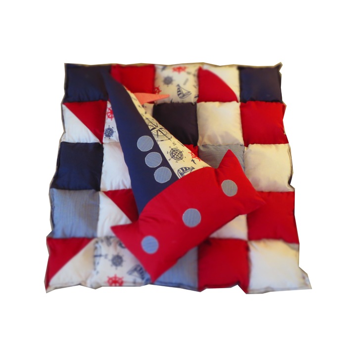 Covoras de joaca Marinar patrate pufoase, Pernuta vaporas , 120 cm x 120cm x 5 cm