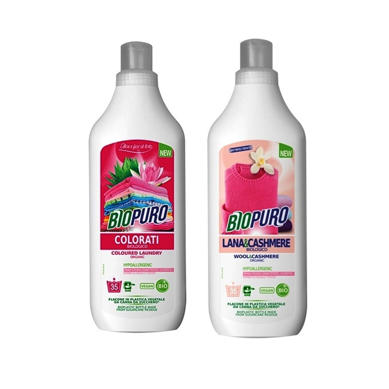 Pachet Detergent hipoalergen pentru rufe colorate, Detergent hipoalergen pentru lana, matase si casmir, Biopuro