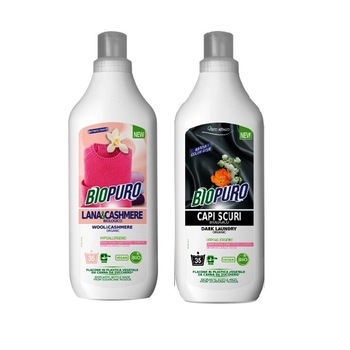 Pachet Detergent hipoalergen pentru lana, matase si casmir bio, Detergent hipoalergen pentru rufe negre bio, Biopuro Pachet Detergent hipoalergen pentru lana, matase si casmir bio, Detergent hipoalergen pentru rufe negre bio, Biopuro