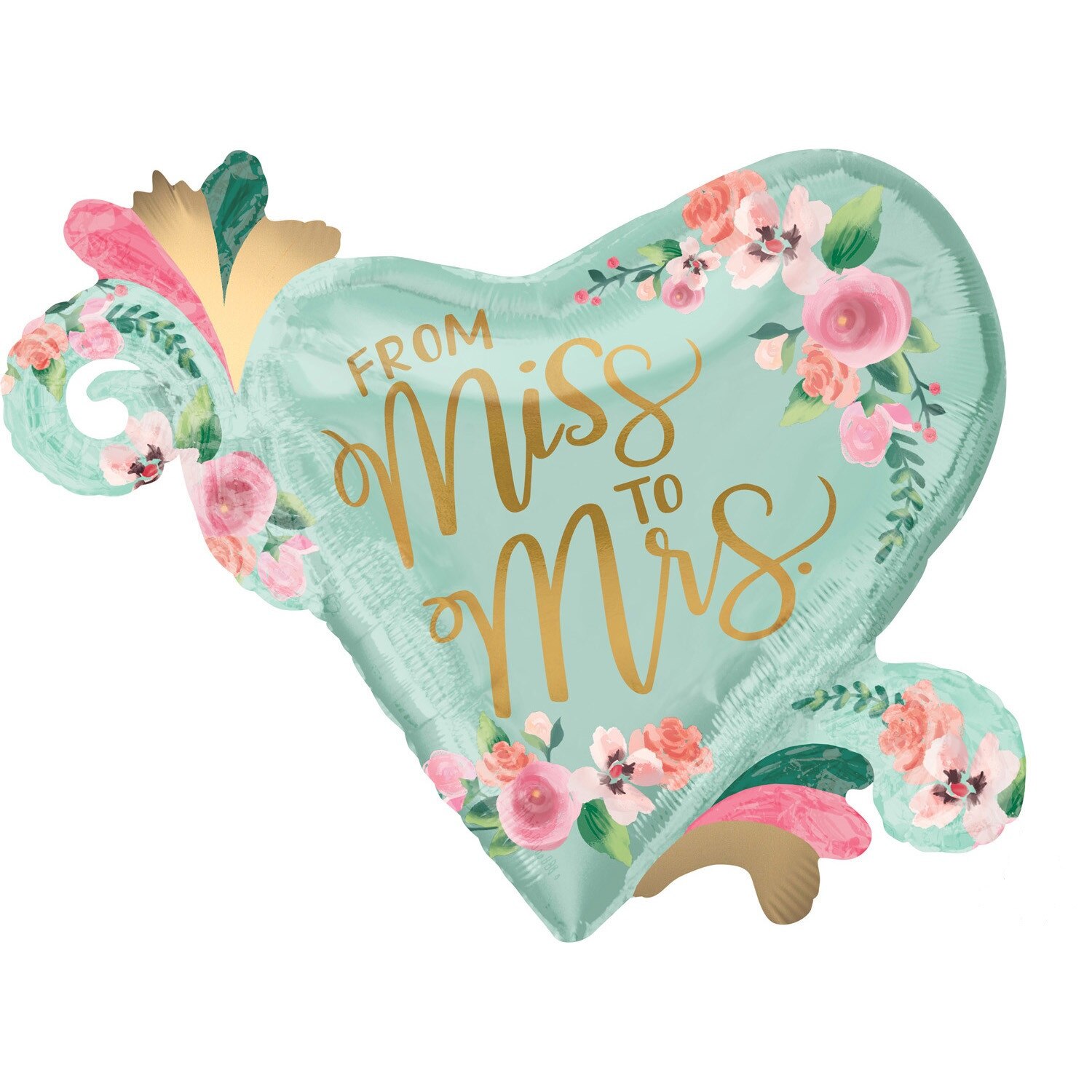 Balon folie inima nunta From Miss to Mrs 81cm x 66cm