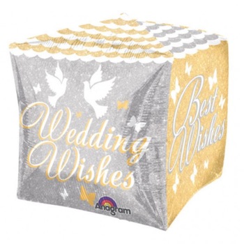 Balon folie cub nunta Best wedding wishes 38 x 38cm Balon folie cub nunta Best wedding wishes 38 x 38cm