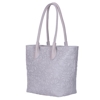 Geanta din piele naturala cu model floral Chloe gri Geanta din piele naturala cu model floral Chloe gri