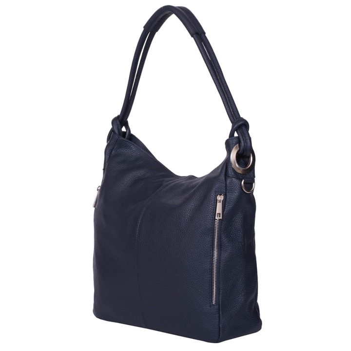 Női táska természetes bőr Mia sötétkék színben