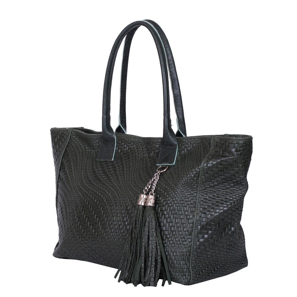 Geanta dama din piele naturala Lily verde