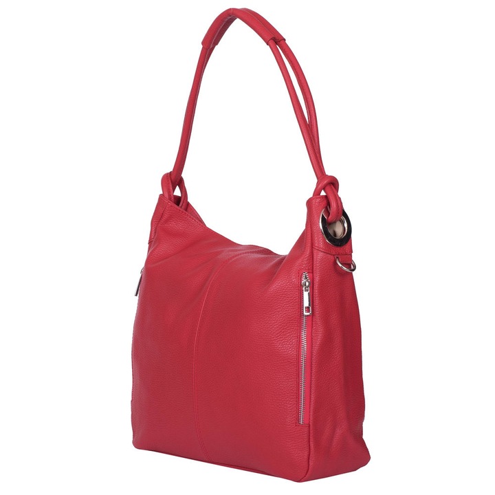 Дамска червена чанта Mia от естествена кожа