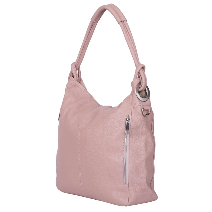 Női táska természetes bőrből Mia rózsaszín