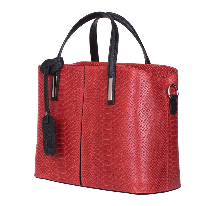 Елла червена чанта от естествена кожа