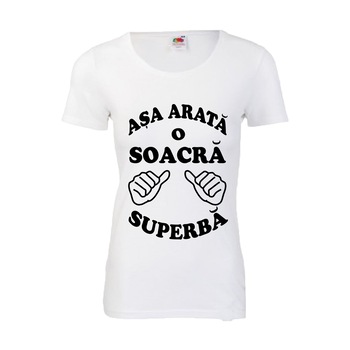 Tricou personalizat Fruit of the loom Asa arata o soacra superba 2XL alb Tricou personalizat Fruit of the loom Asa arata o soacra superba 2XL alb