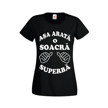 Tricou personalizat Fruit of the loom Asa arata o soacra superba 2XL negru Tricou personalizat Fruit of the loom Asa arata o soacra superba 2XL negru