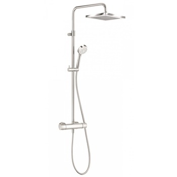 Sistem de dus tip coloana Kludi Logo 1S Dual Shower, baterie termostatata, crom, palarie patrata Sistem de dus tip coloana Kludi Logo 1S Dual Shower, baterie termostatata, crom, palarie patrata
