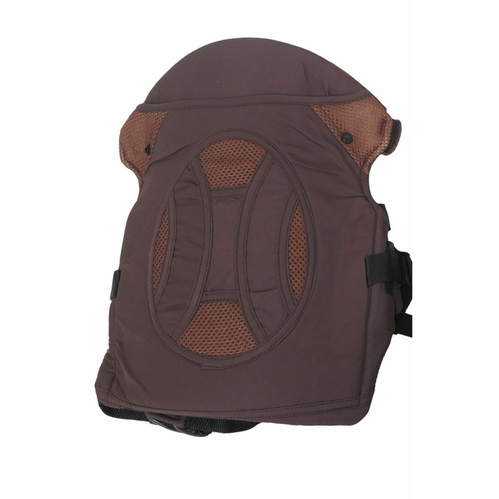 Marsupiu ortopedic pentru copii si bebe NOVOKIDS™ Safety Comfort, maxim 12 kg, pozitie orizontala, fata si spate, material lavabil moale si comfortabil, Maron