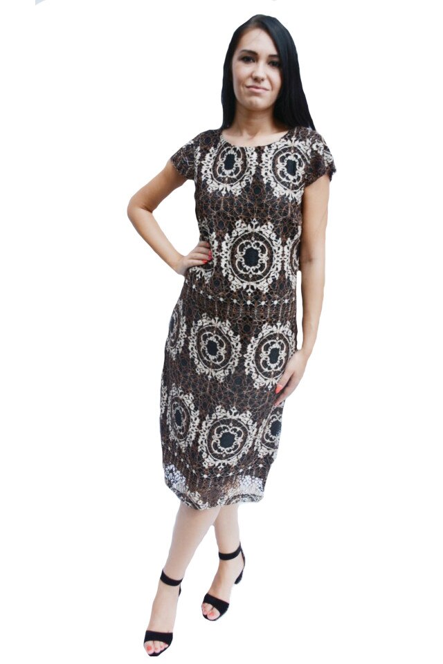 Rochie casual de vara,designe tip baroc,D&J Exclusive, Neagra, 44