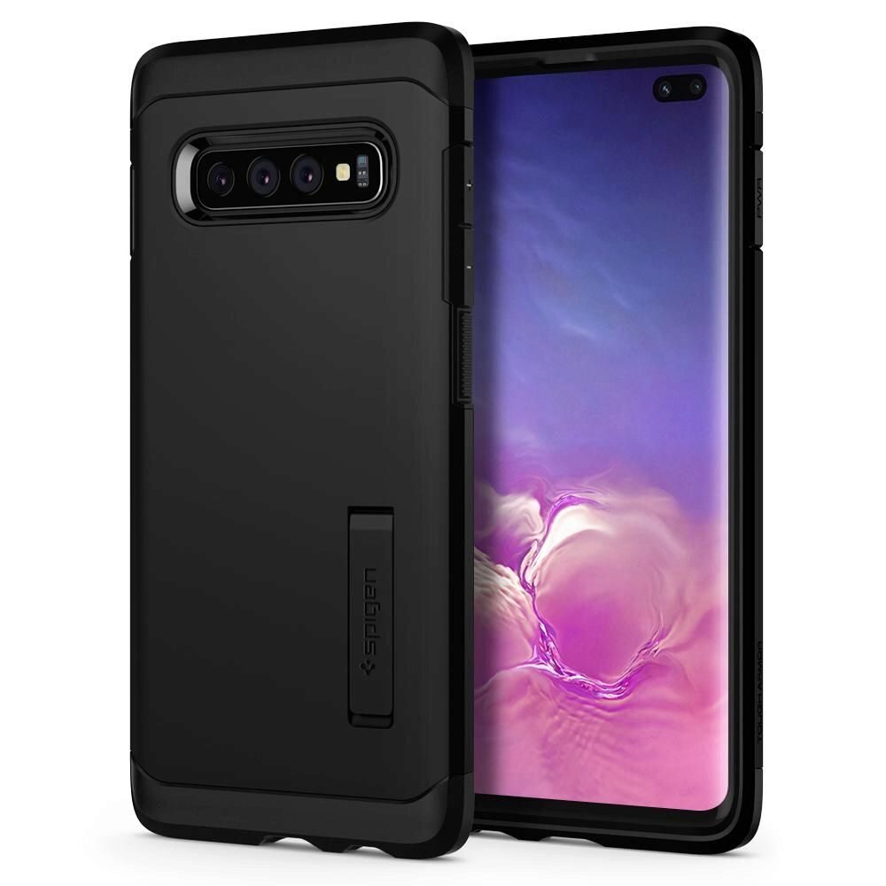 Husa Antisoc Spigen Tough Armor pentru Samsung Galaxy S10+ Plus (SM-G975), Functie Stand, Negru Mat