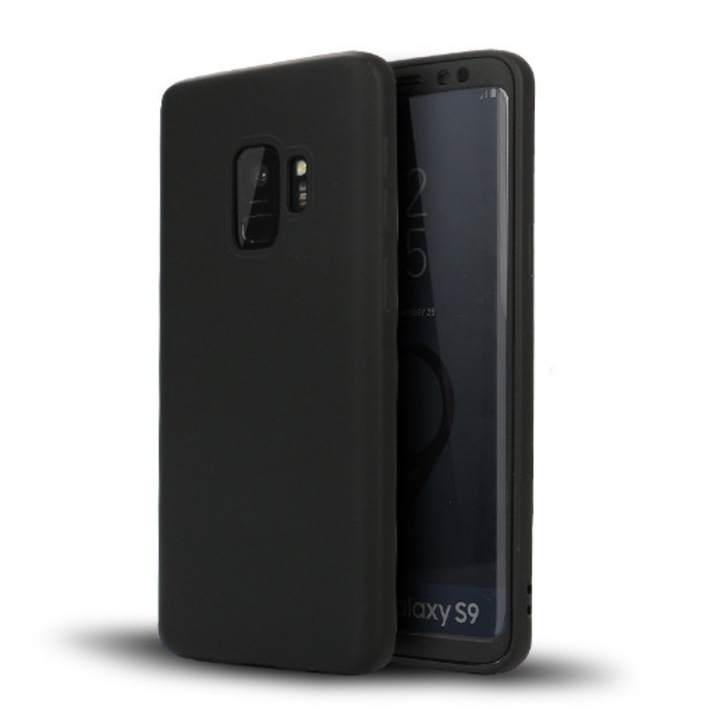 Силиконов калъф MyStyle Black FullBody за Samsung Galaxy S9 пълно 360 градусово покритие с безплатно защитно фолио
