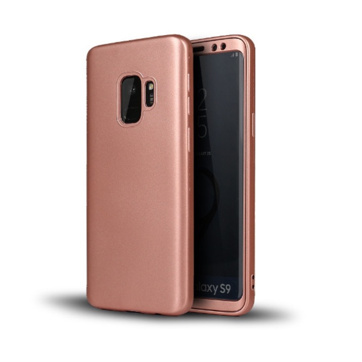 Калъф FullBody Silicon MyStyle Rose-Gold за Samsung Galaxy S9 Plus пълно покритие 360 градуса с безплатен защитен филм