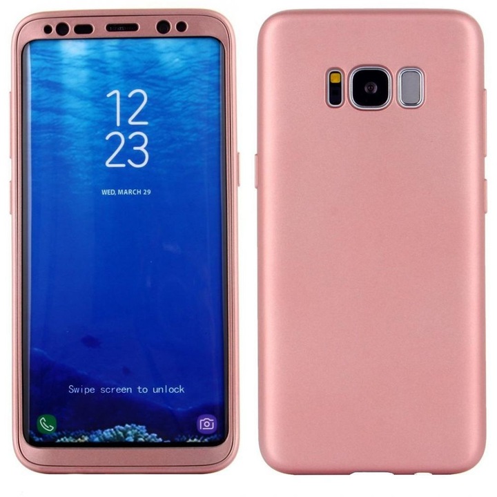 Калъф FullBody Silicon MyStyle Rose-Gold за Samsung Galaxy S8 Plus пълно покритие 360 градуса с безплатен защитен филм