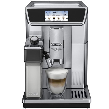 Espressor automat De'Longhi Primadonna Elite ECAM 650.75,MS, Carafa pentru lapte, Sistem LatteCrema, Rasnita cu 13 setari, Coffee Link App, 1450 W, 15 bar, Argintiu Espressor automat De'Longhi Primadonna Elite ECAM 650.75,MS, Carafa pentru lapte, Sistem LatteCrema, Rasnita cu 13 setari, Coffee Link App, 1450 W, 15 bar, Argintiu