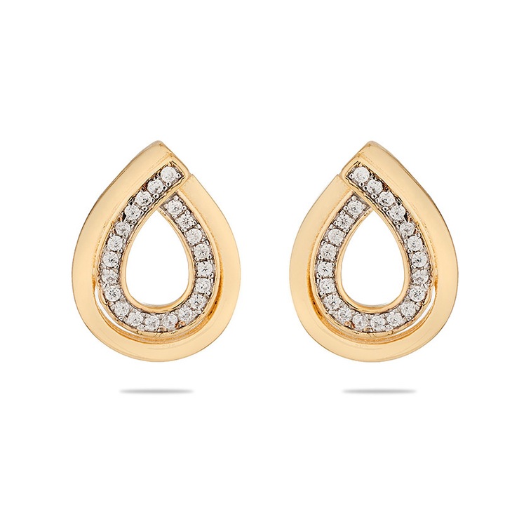 Обеци Димс-92 Swan Pearls Капка END630EG, С 3 микрона златно покритие