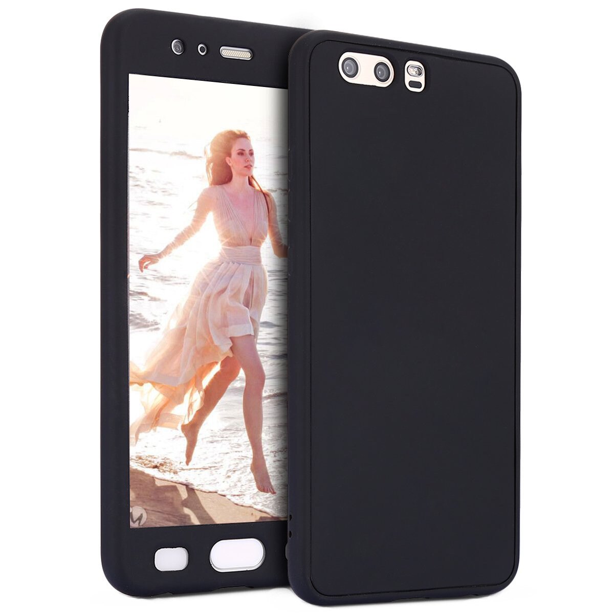 Husa Full Silicone 360° pentru Huawei P10 Plus, Negru