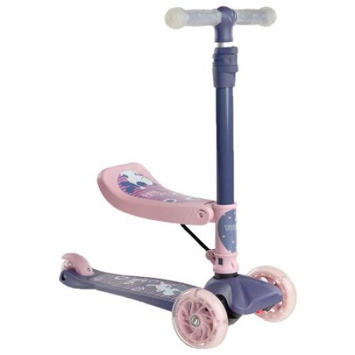 Trotineta cu 3 roti, leduri si sezut pentru copii Toyz Tixi pink