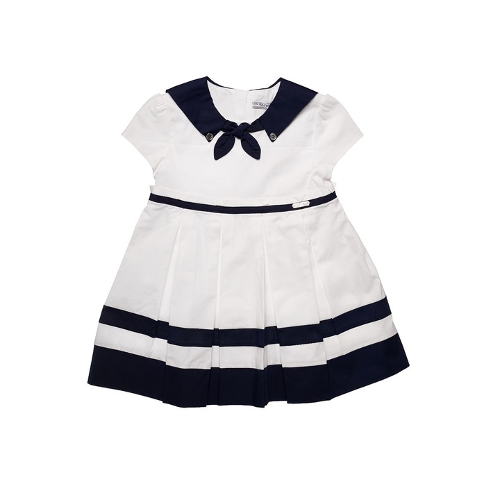 Rochie eleganta fetita, Mayoral, 9 luni (74 cm), Alb/ Bleumarin