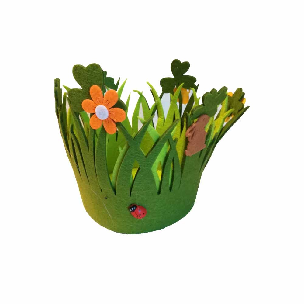 Cos decorativ de Paste Vision din pasla, forma rotunda, 20cm