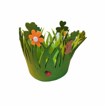 Cos decorativ de Paste Vision din pasla, forma rotunda, 20cm Cos decorativ de Paste Vision din pasla, forma rotunda, 20cm