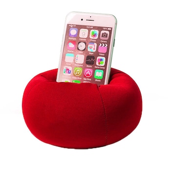 Suport universal de birou pentru telefon, model fotoliu puff, din poliester, Rosu Suport universal de birou pentru telefon, model fotoliu puff, din poliester, Rosu