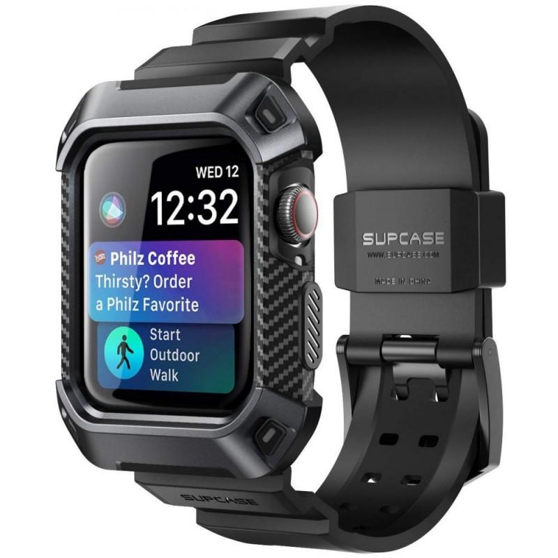 Husa si curea Supcase Unicorn Beetle Pro compatibila cu Apple Watch 4/5/6/7/SE (44/45mm) Black