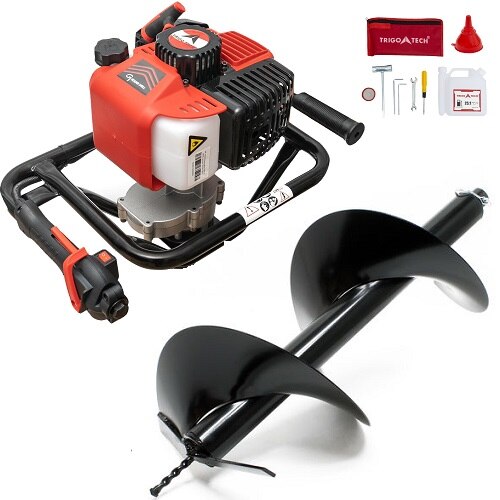 Set Motoforeza pe Benzina, Trigo-Tech, Putere 2.5 CP + 1 X Burghiu 300mm, Motoburghiu pentru pamant