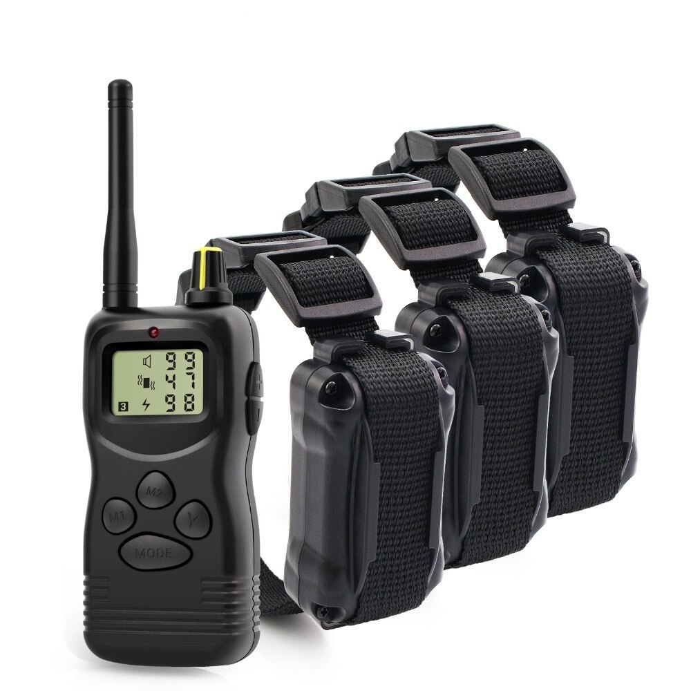 Zgarda dresaj caine, 1000m, cu actionare concomitenta a functiilor pentru 3 caini