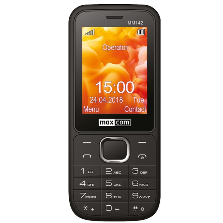 MaxCom MM142 mobiltelefon, Dual SIM, 32GB, 2G, Fekete