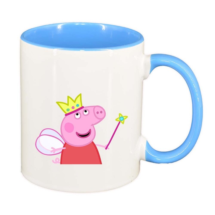 Cana "Cartoon, Peppa Pig", interior albastru, 330ml, D715