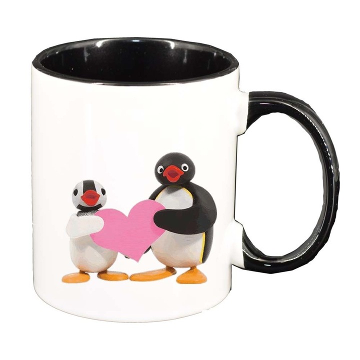 Чаша "Cartoon, Pingu", черен интериор, 330мл, D716