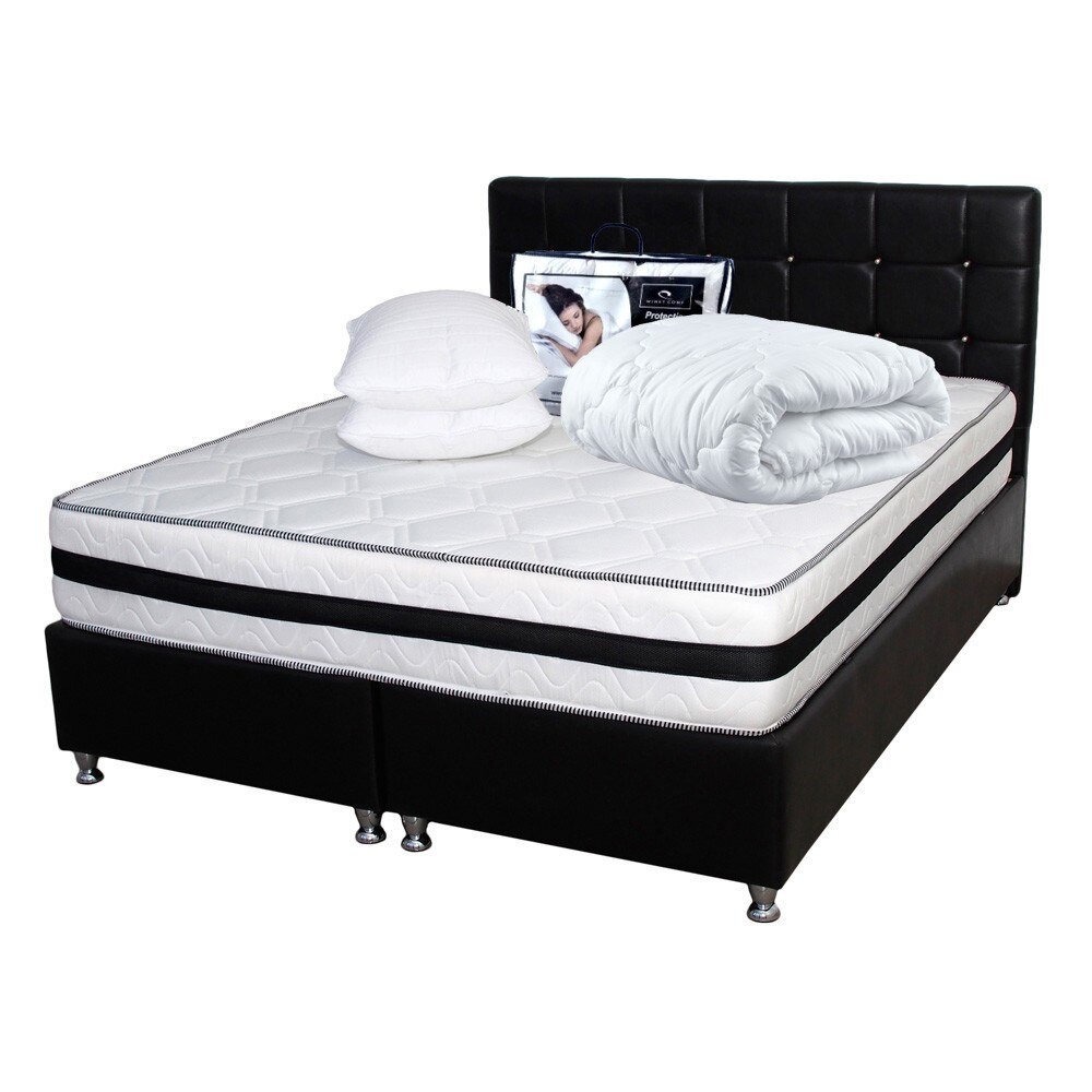 Set Saltea Memory cu arcuri Axon 140x200x25 + 2 perne + husa hipoalergenica + Pilota microfibra iarna 180x200
