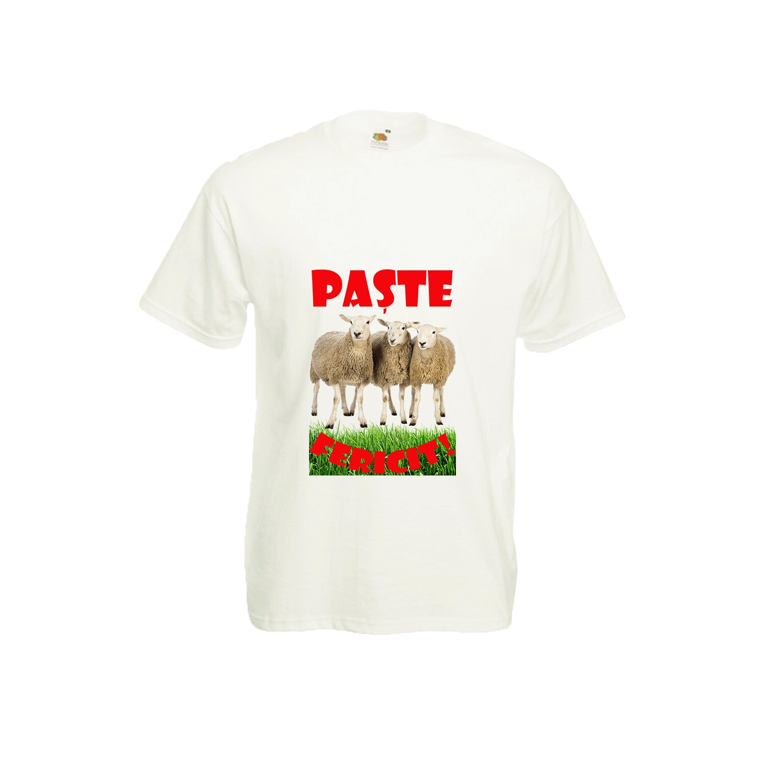 Tricou personalizat Fruit of the loom, Paste fericit alb L